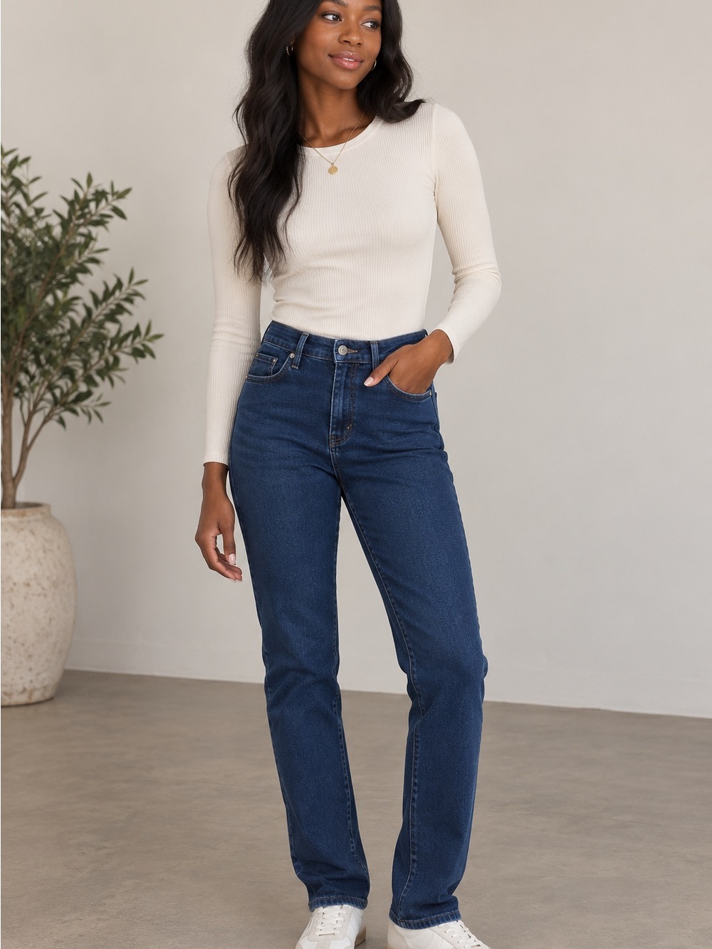 Good American Good Legs Straight Jeans Size 00–4 Dark Wash Stretch